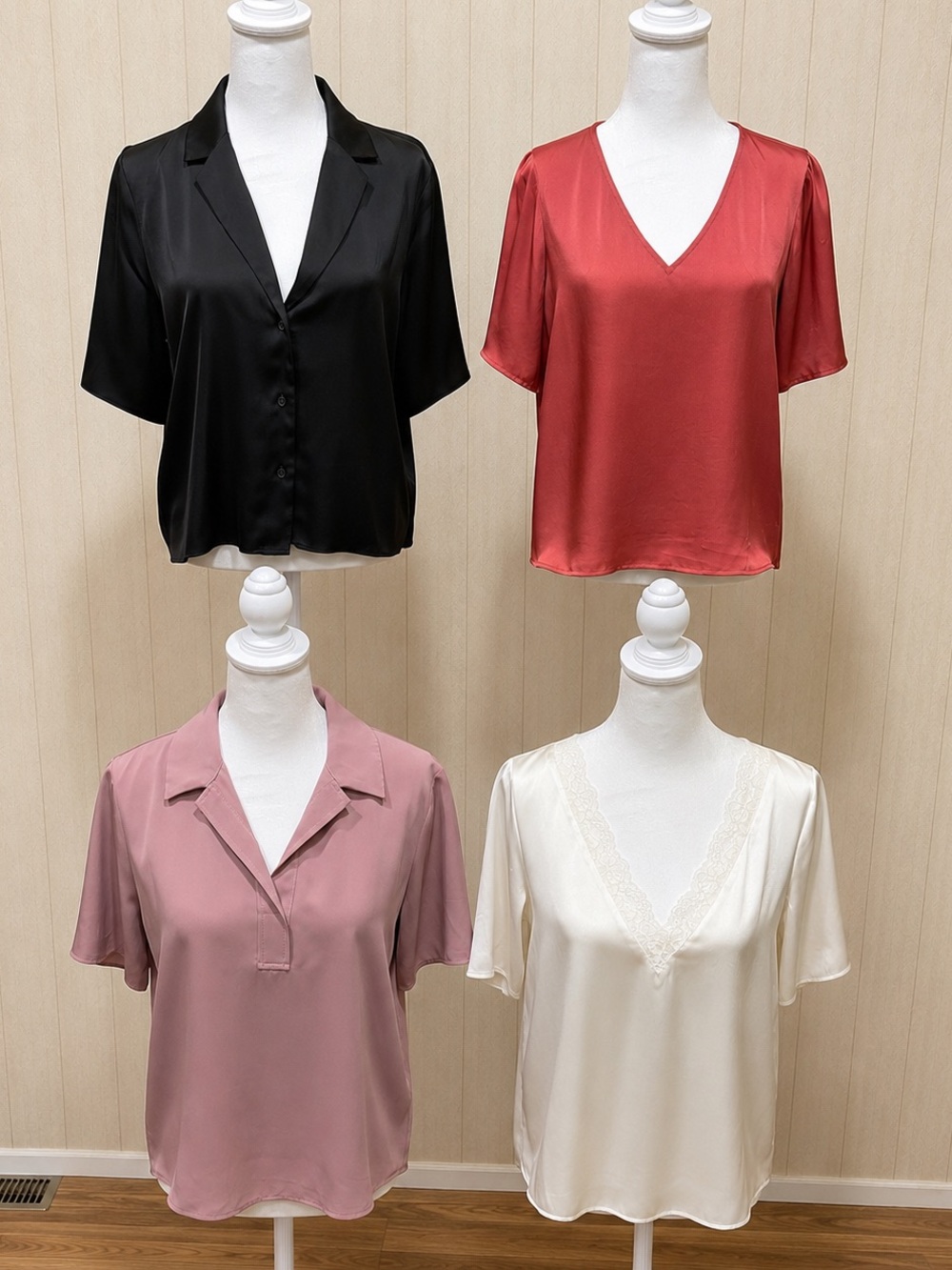 Women’s Polyester Blouse Bundle – 4 Pieces – Size Small